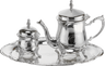 Silver-plated three-piece kriegel set with oil pitcher, wick cup and tray