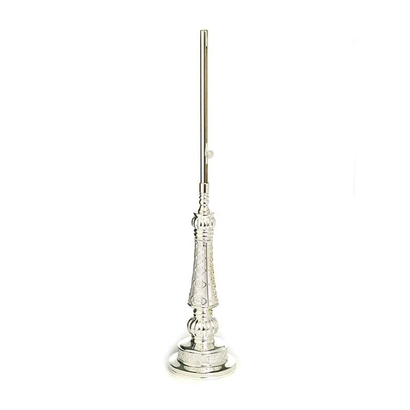 Silver Plated Shabbat Candle Lighter Holder, Flower Design, front view