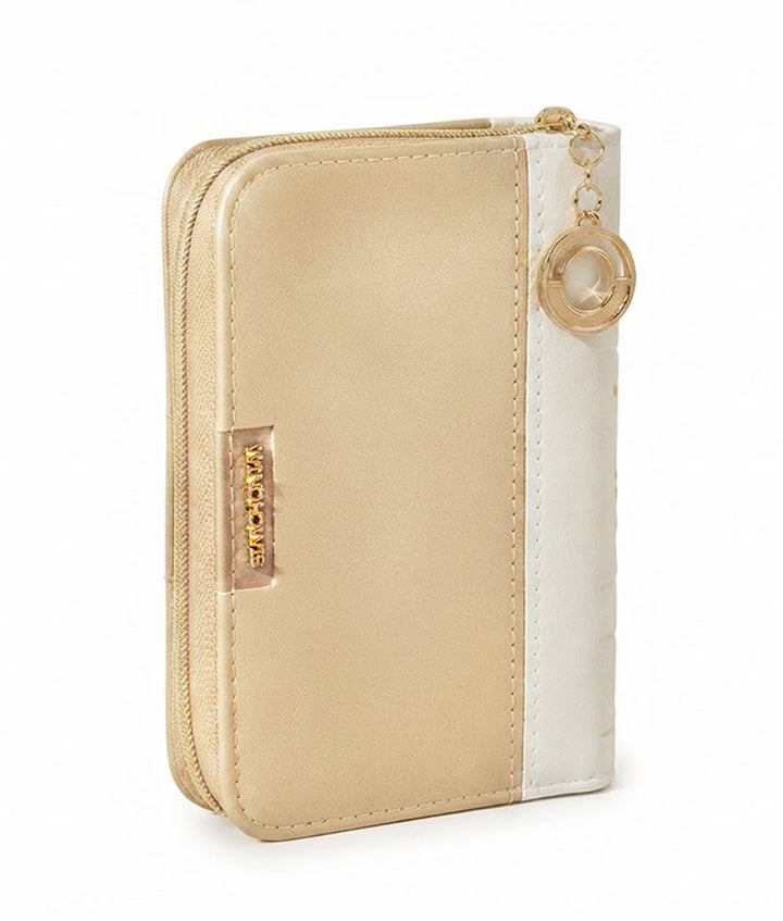 Simchonim zipper Tehillim with gold toned charm in cream