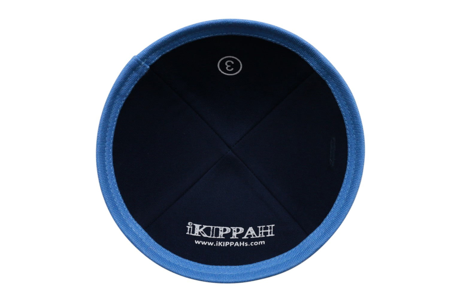 Close-up of Navy Linen Kippah rim trim detail