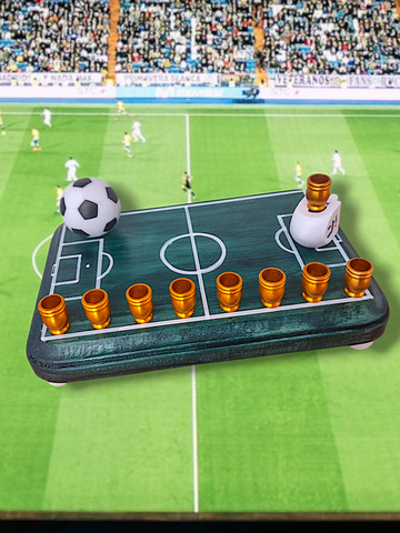 Soccer menorah painted like a field