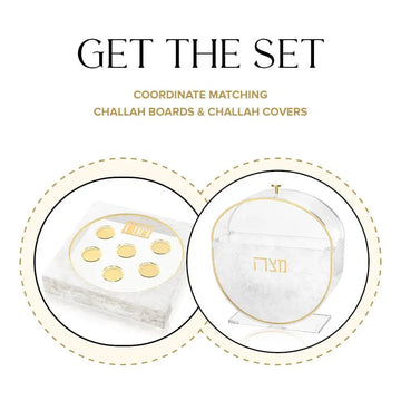 Standing Pearlstone Seder Plate & Matzah Box Set — Acrylic Pesach (Waterdale Collection)