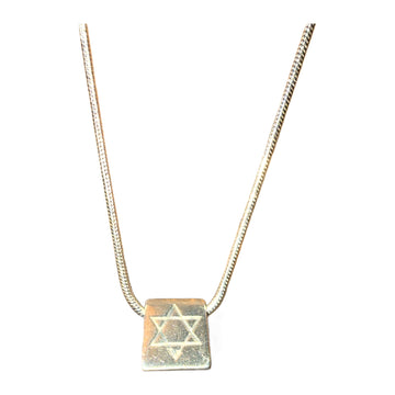 Star of David Necklace, Vintage Sterling Silver Bead Charm, front view