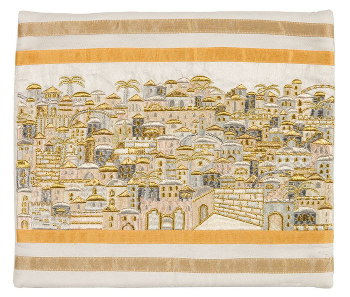 Emanuel Full Embroidered Jerusalem Tallit Bag-- Gold (EM-TBB4Z)