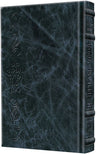 The navy signature leather Tefilasi, women's personal prayers in Hebrew with English alongside