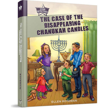 The Case of the Disappearing Chanukah Candles front cover — Ellen Roteman, hardcover, published by Menucha Publishers