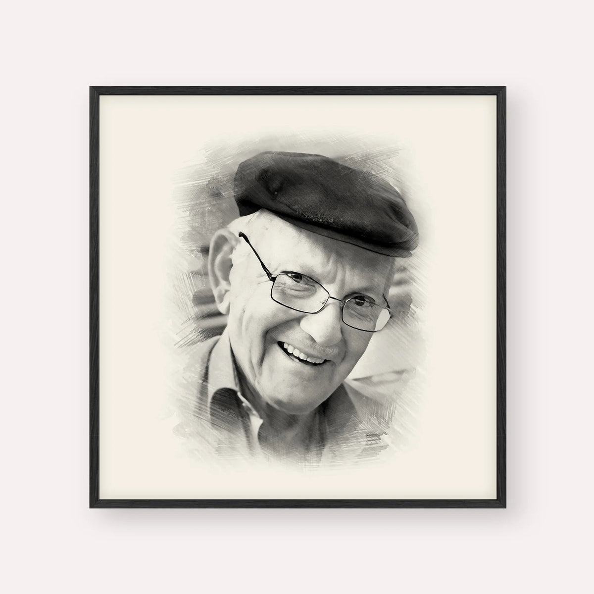 The Chalban - Rabbi Chaim Cohen, black & white portrait with black frame; square format example