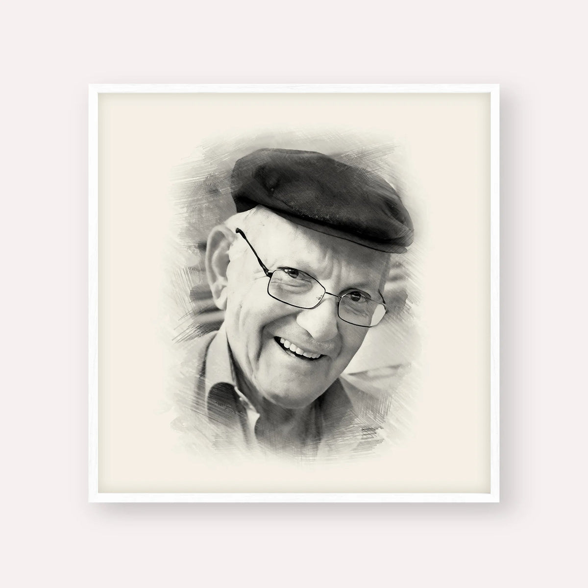 The Chalban - Rabbi Chaim Cohen, black & white portrait with white frame; square format example