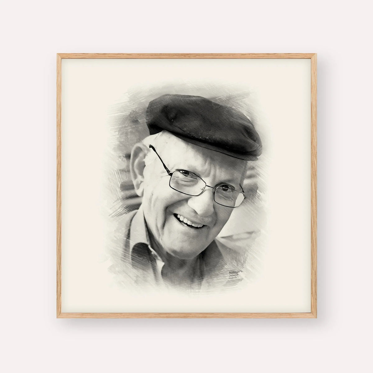 The Chalban - Rabbi Chaim Cohen, black & white portrait with wood frame; square format example