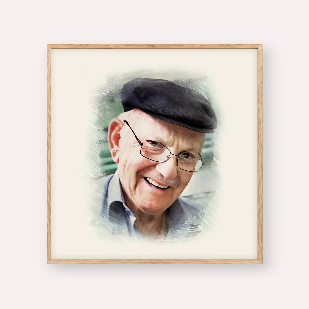 The Chalban - Rabbi Chaim Cohen, color portrait with wood frame; square format example