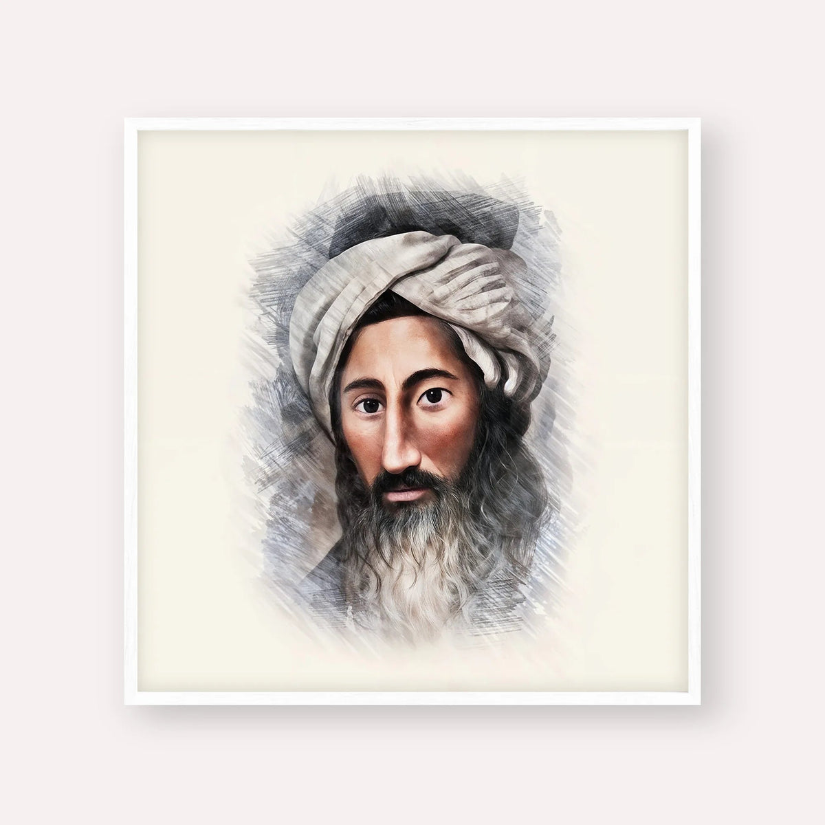 The Chida, color portrait with white frame; square format example