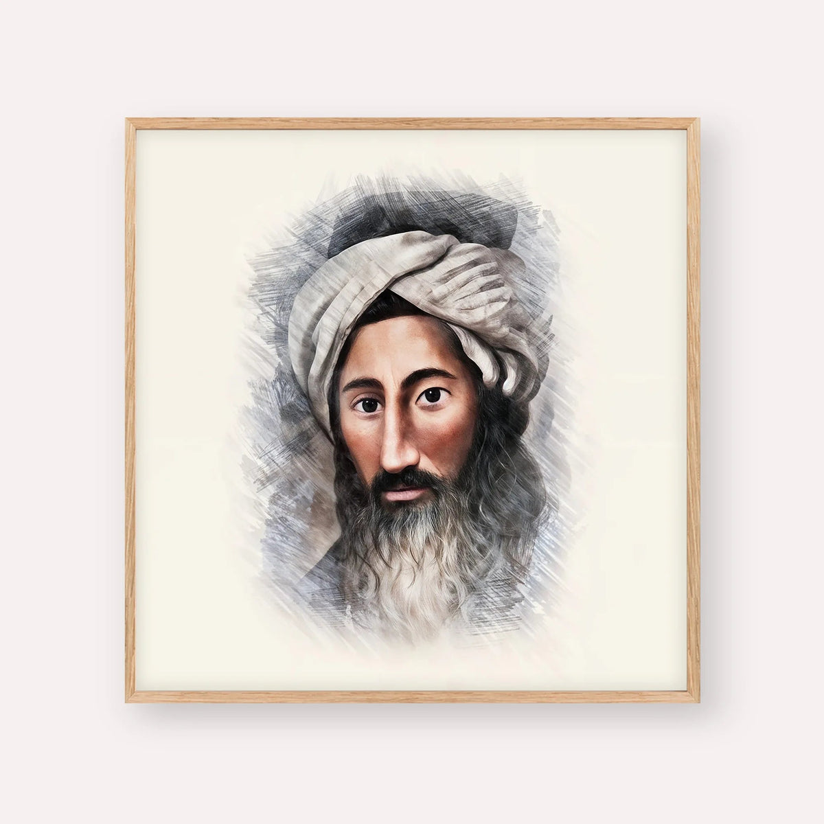 The Chida, color portrait with wood frame; square format example