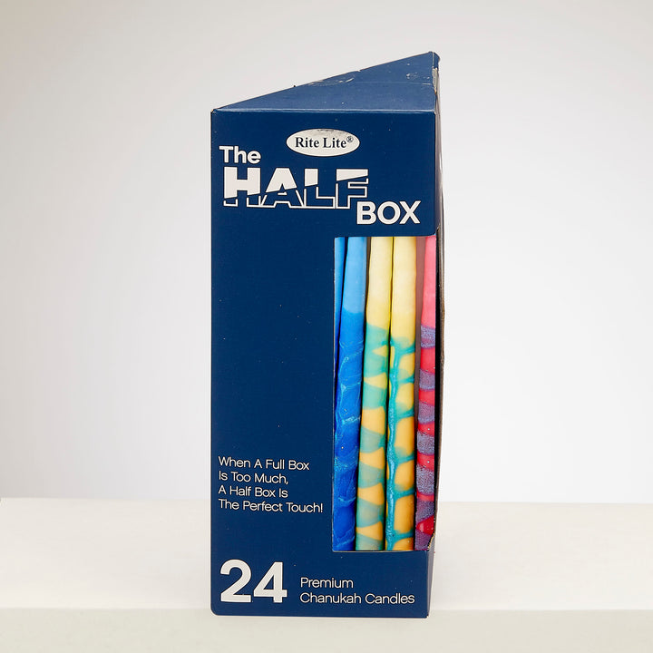 Rite Lite The Half Box Chanukah Candles, 24 Pack, Handcrafted Decorated Multicolor