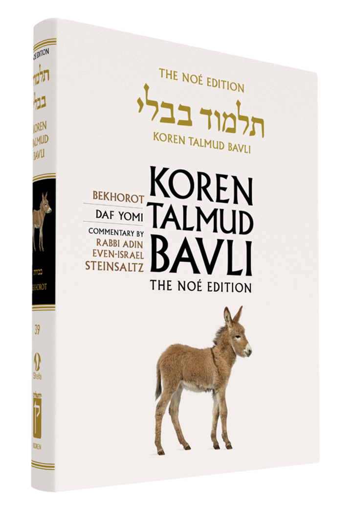 Koren Talmud Bavli Noé Vol 39 cover, Bekhorot, Daf Yomi, showing a young donkey