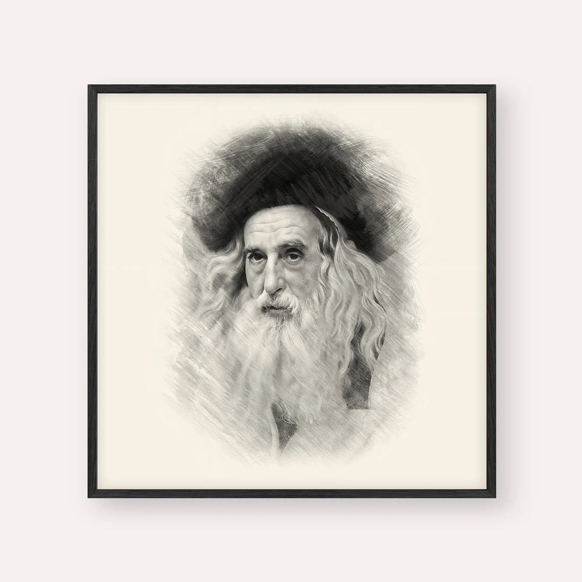 The Ribnitzer, black & white portrait with black frame; square format example