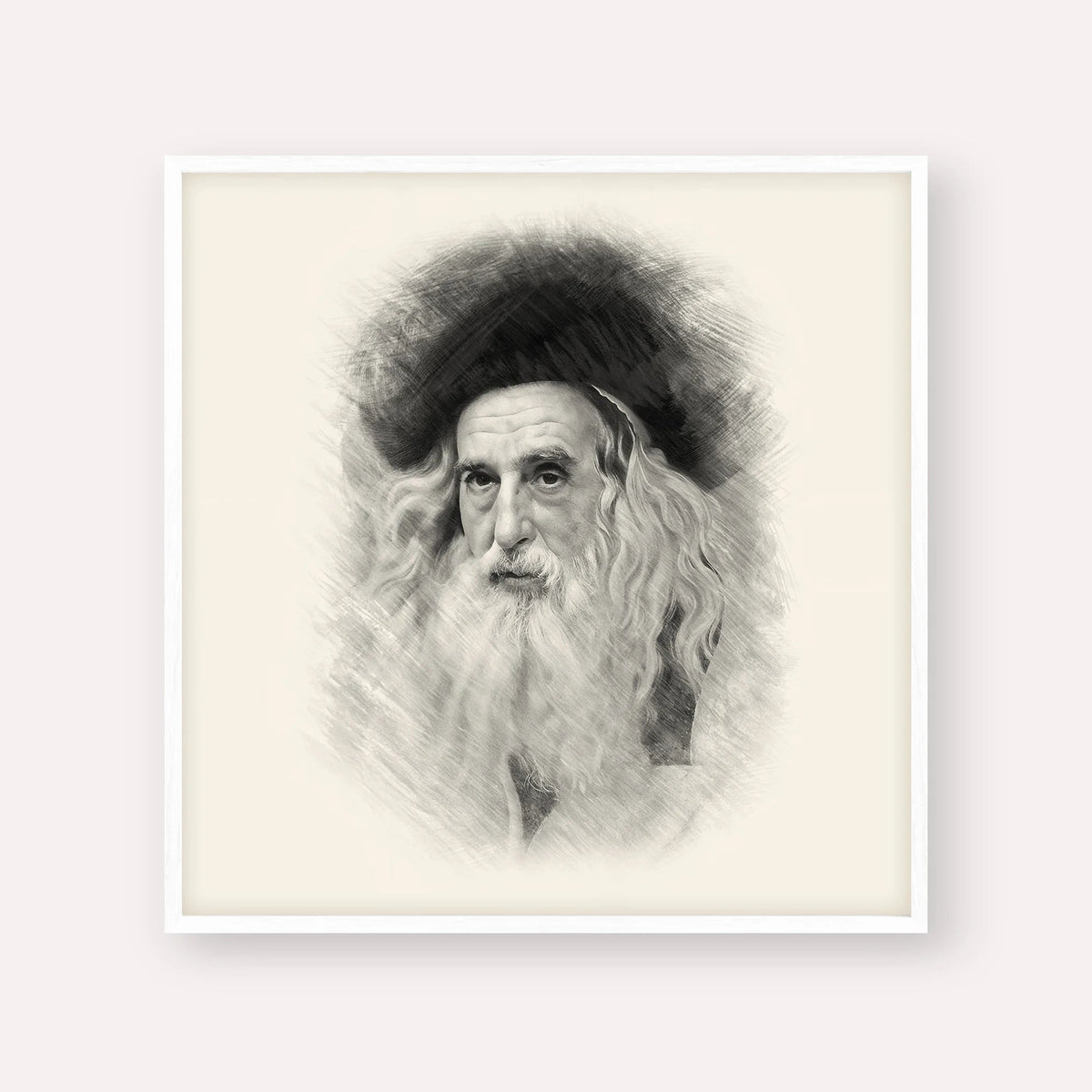 The Ribnitzer, black & white portrait with white frame; square format example