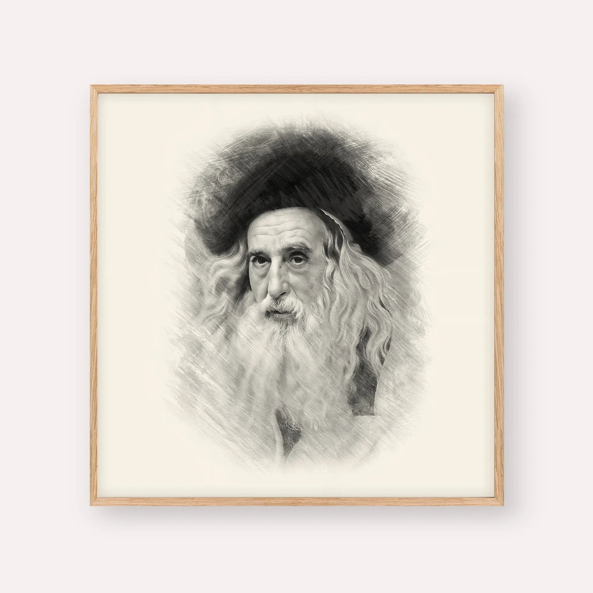 The Ribnitzer, black & white portrait with wood frame; square format example