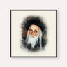 The Satmar Rebbe (Rabbi Yoel Teitelbaum), color portrait with black frame; square format example