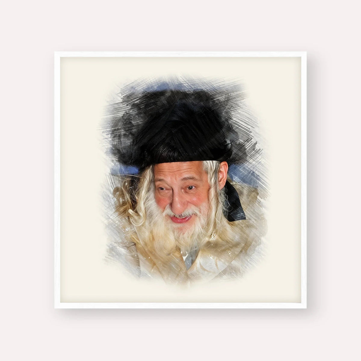 The Skulener Rebbe - Rabbi Yisroel Avrohom Portugal, color portrait with white frame; square format example