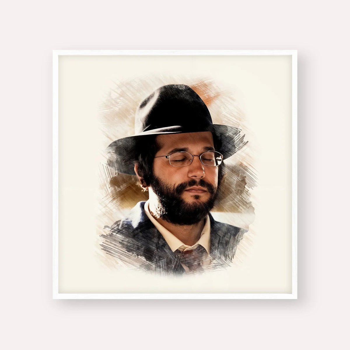 The Yanuka - Rabbi Shlomo Yehuda, color portrait with white frame; square format example