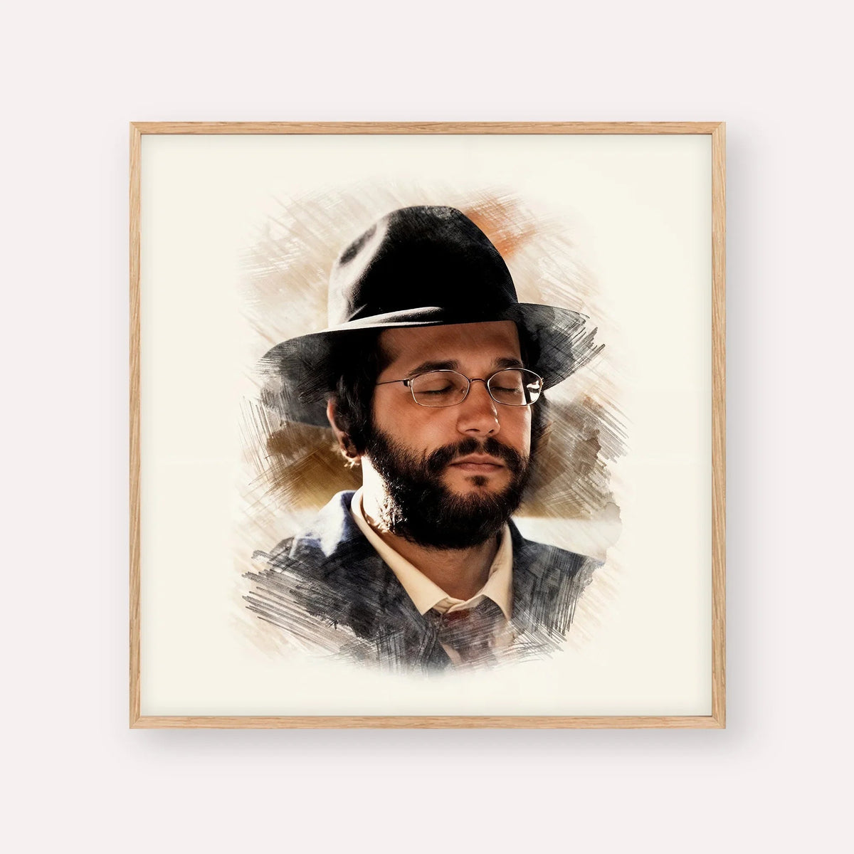 The Yanuka - Rabbi Shlomo Yehuda, color portrait with wood frame; square format example