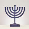 Rite Lite Traditional Menorah, Brushed Matte Navy Finish, Aluminum, 8.5 x 8.5 Inch