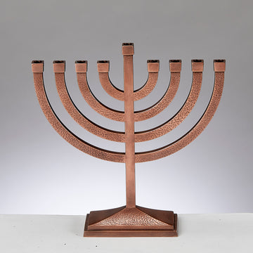 Rite Lite Traditional Aluminum Hammered Menorah, Copper Finish, 8.5 x 8.5 Inch