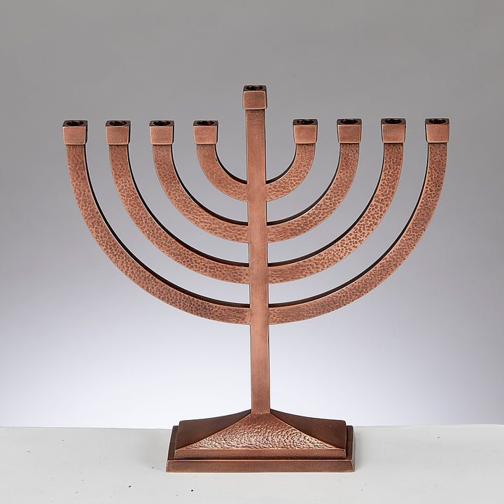 Rite Lite Traditional Aluminum Hammered Menorah, Copper Finish, 8.5 x 8.5 Inch