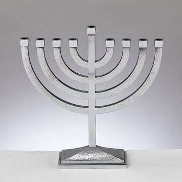 Rite Lite Traditional Hammered Menorah, Polished Aluminum, 8.5 x 8.5 Inch