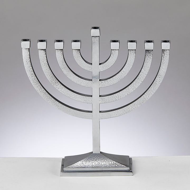 Rite Lite Traditional Hammered Menorah, Polished Aluminum, 8.5 x 8.5 Inch