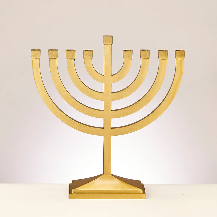 Rite Lite Traditional Satin Gold Finish Menorah, Aluminum, 8.5 x 8.5 Inch