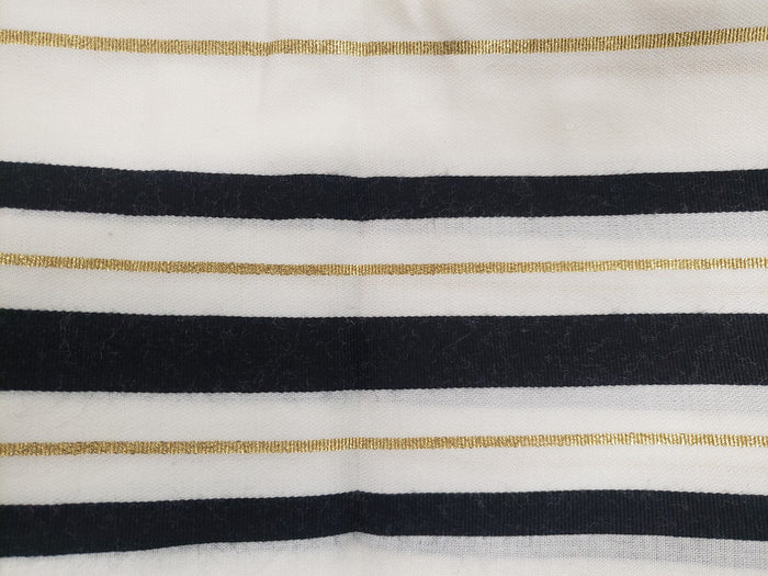 Traditional wool tallis with black and gold stripes
