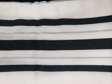 Traditional wool tallis with black and silver stripes