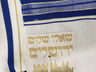 Traditional wool tallis with blue and gold stripes
