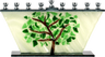 Glass menorah with a tree of green glass shard leaves
