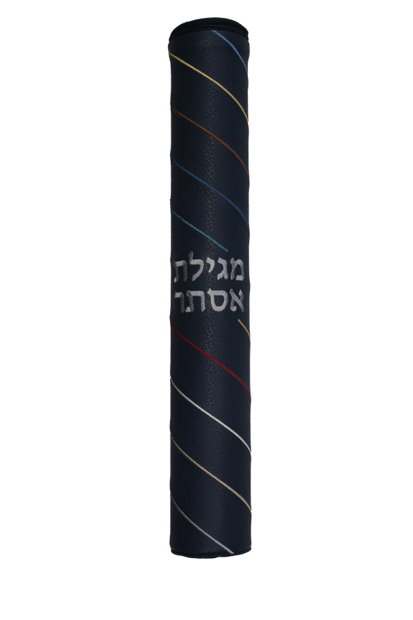 Prestige Leather Megillah Tube — Geometric Design, Prestige Collection (MT315F-NV)
