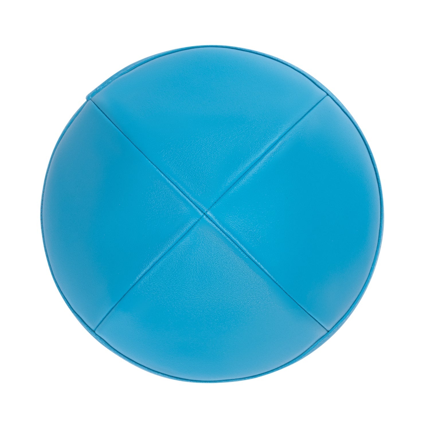 Turquoise Leather Kippah - side view showing six-panel design