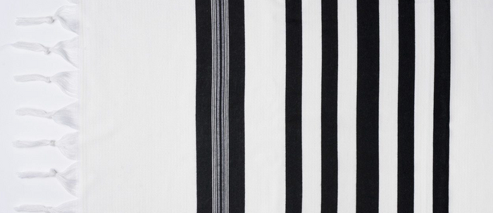 Traditional lined wool tallis with black stripes | Judaica Square Lakewood