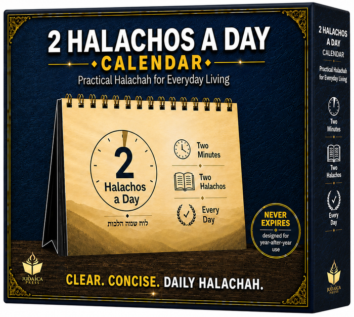 2 Halachos a Day Calendar — Rabbi Shimon Frank perpetual tabletop halacha calendar | Judaica Square Lakewood