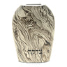 Tzedakah Box, Metal, Grey and Cream Marbled Flares, Hebrew Letters, front view