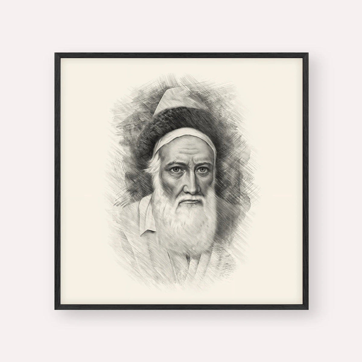 Tzemach Tzedek, black & white portrait with black frame; square format example
