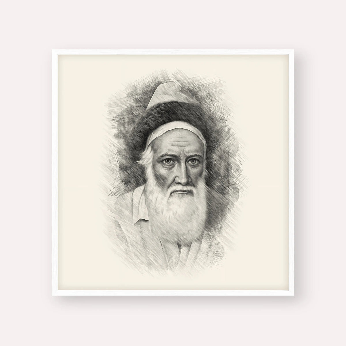 Tzemach Tzedek, black & white portrait with white frame; square format example