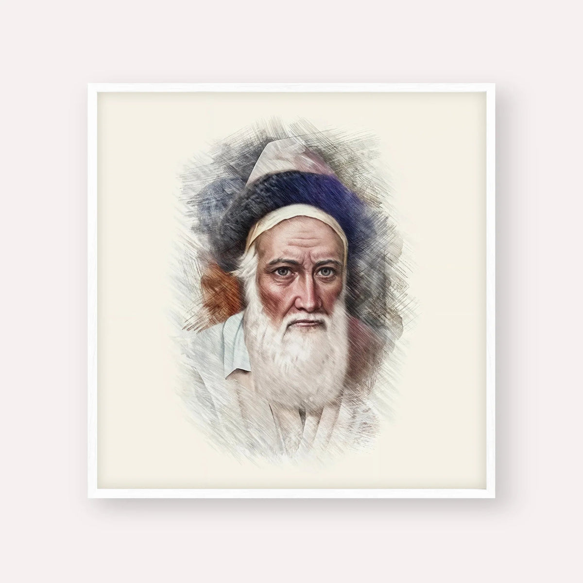 Tzemach Tzedek, color portrait with white frame; square format example