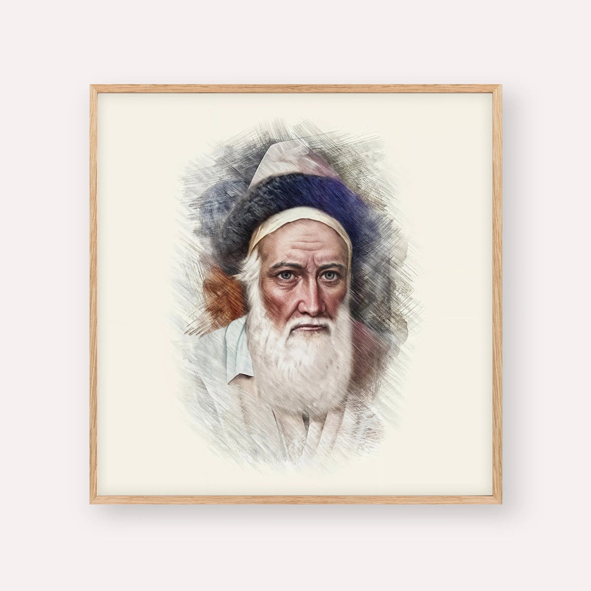 Tzemach Tzedek, color portrait with wood frame; square format example