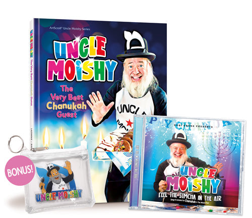 Uncle Moishy Chanukah Book + CD with Free Tzedakah Pouch
