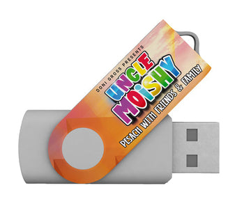 Uncle Moishy Pesach with Friends and Family, the Doni Gross recording loaded on a USB drive