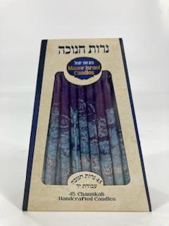 Deluxe Chanukah Candles Beige, Aqua & Purple