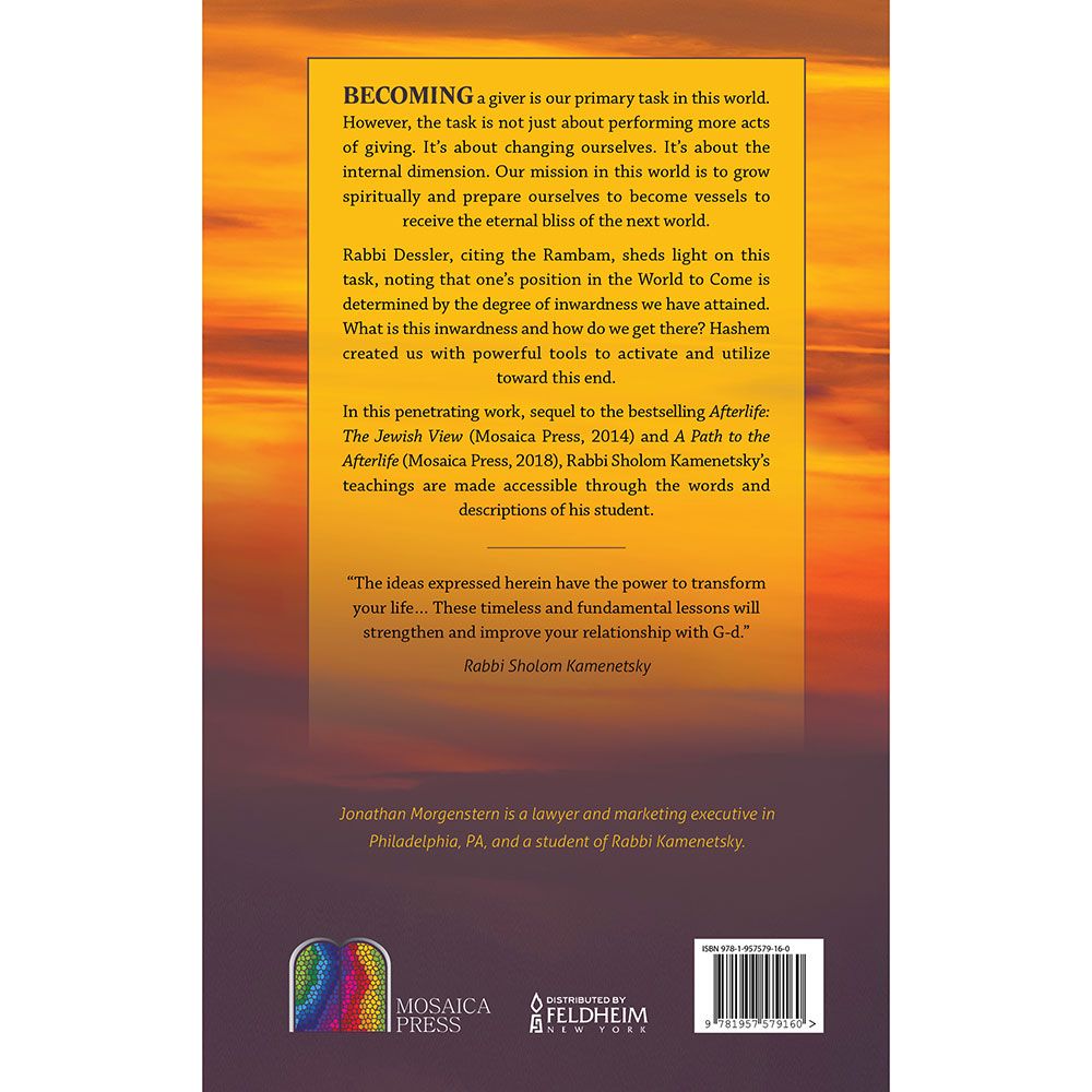 Back cover of Before the Afterlife: Developing the Essential Self by Jonathan Morgenstern, with the summary and barcode