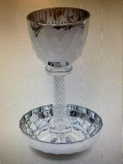 Crystal/Mirror Kiddush Cup & Tray-Elijah Cup