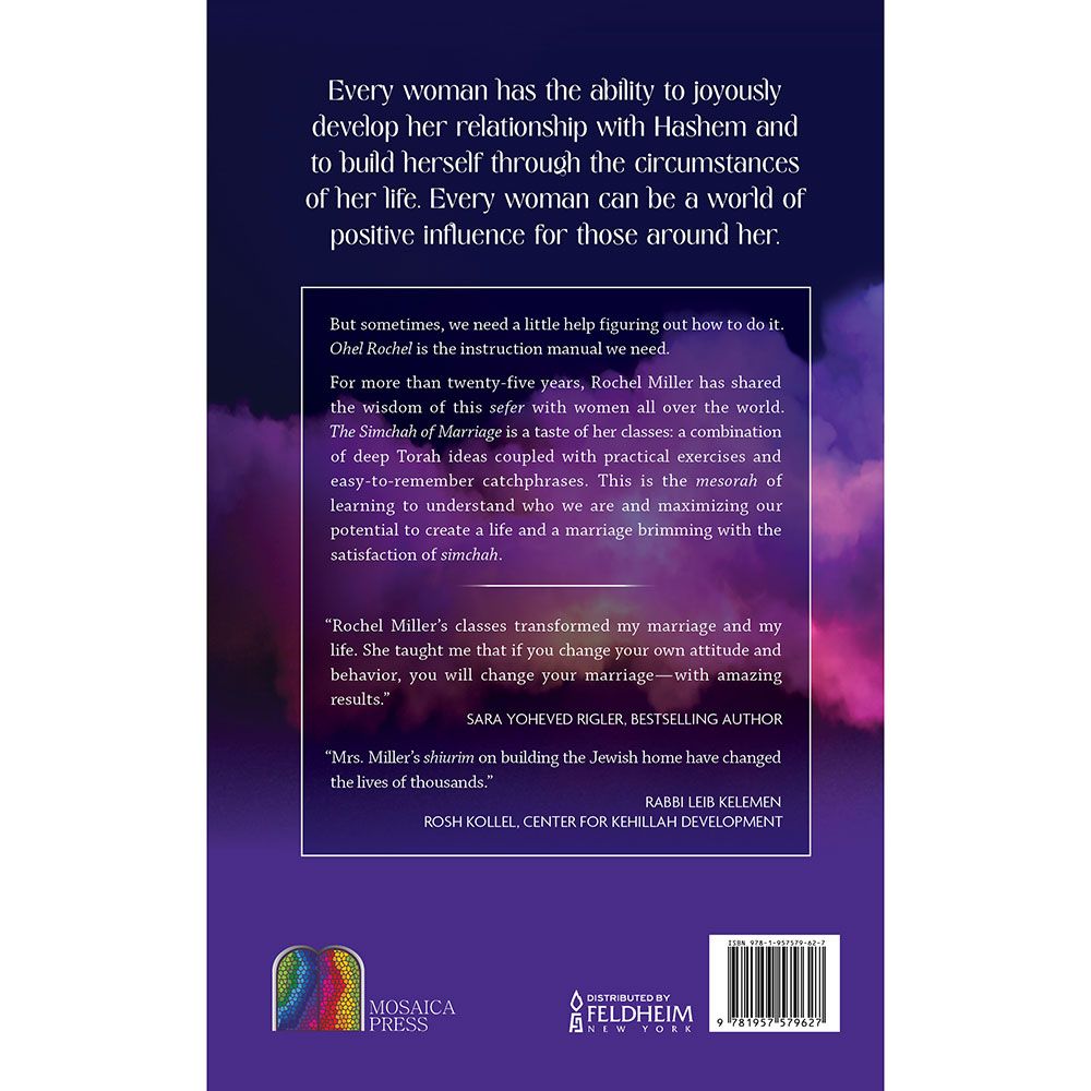 Back cover of The Simchah of Marriage by Rochel Miller, with the summary and barcode